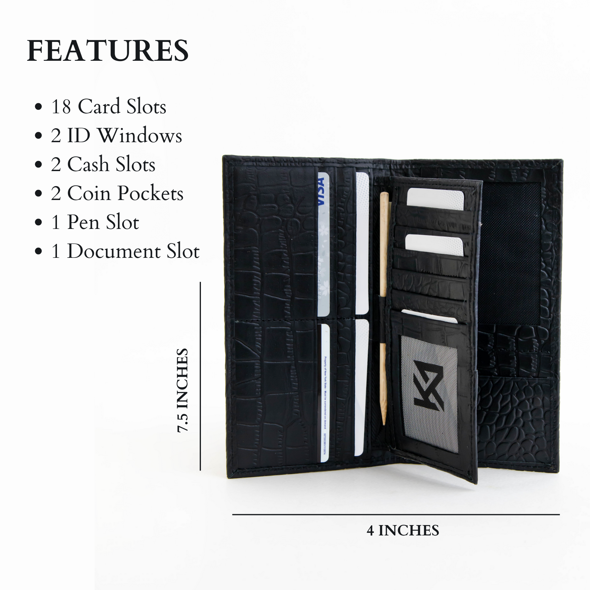 ELIZO Men's Long Leather Wallet - RFID Blocking, 16 Card Slots, Top Grain Leather, Whiskey